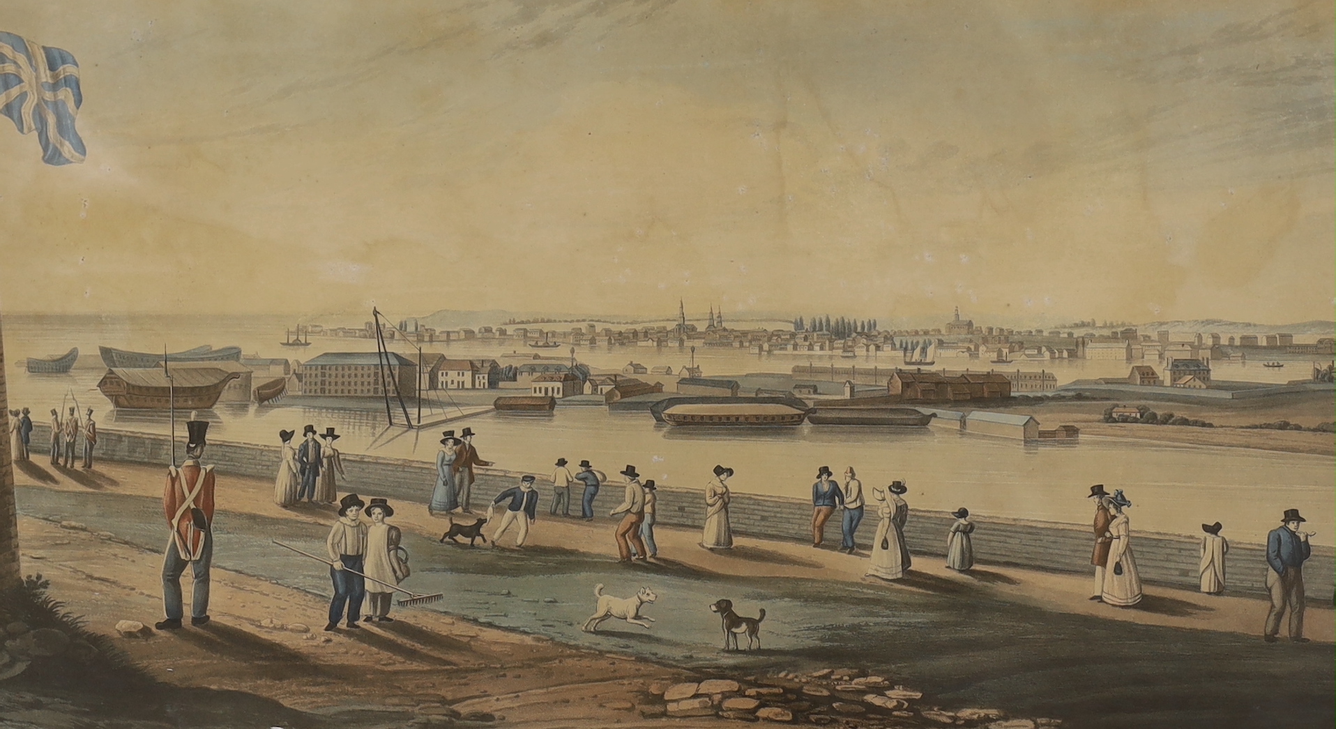 Joshua Gleadah after James Gray, a set of seven 19th century aquatints, Canadian landscapes and two others of Granada, largest 57 x 36cm